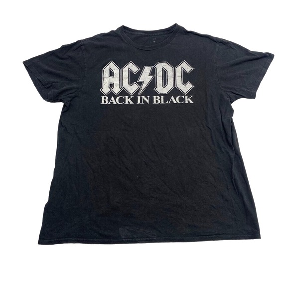AC/DC Back In Black Band Tee Thrifted Vintage Style Size L - Picture 1 of 12